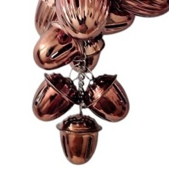 Jingle Bells Ornament Hanging Copper Brown Acorns - Picture 4 of 5
